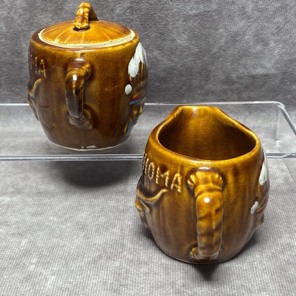 2PC Oklahoma Native American Art Cream + Sugar Golden Aspen by Thrifco Japan - Picture 2 of 11